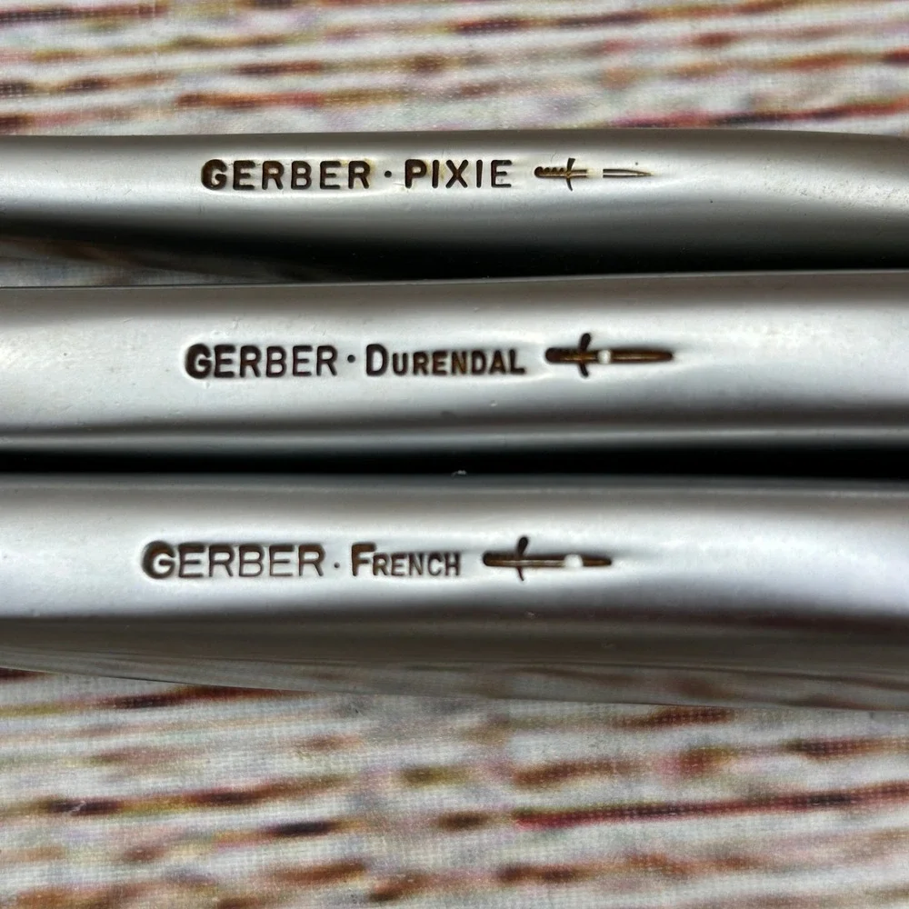 Gerber Legendary Blades Knife Set Wood Block Pixie‎ Durendal French Vintage